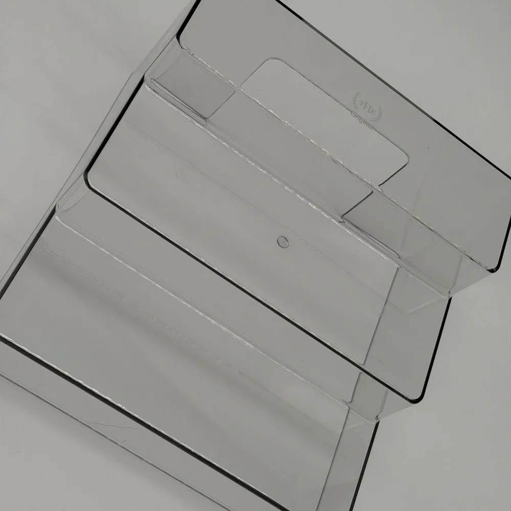The Home Edit 3-Tier Clear Plastic Shelf Riser Organizer Pantry Vanity Makeup
